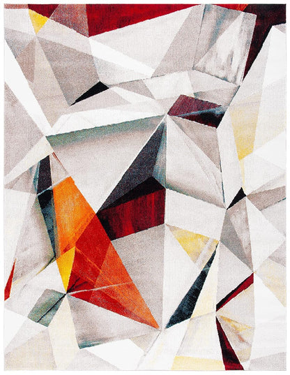 SAFAVIEH Porcello Collection Area Rug - 8' x 10', Light Grey & Orange, Modern Abstract Design, Non-Shedding & Easy Care, Ideal for High Traffic Areas in Living Room, Bedroom (PRL6940F)