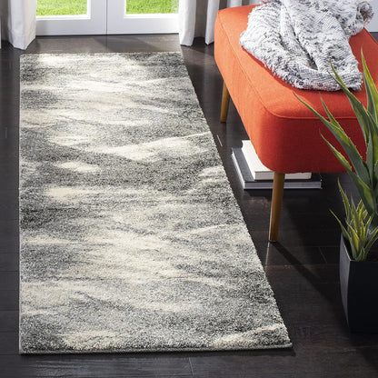 SAFAVIEH Retro Collection Runner Rug - 2'3" x 11', Grey & Ivory, Modern Abstract Design, Non-Shedding & Easy Care, Ideal for High Traffic Areas in Living Room, Bedroom (RET2891-8012)