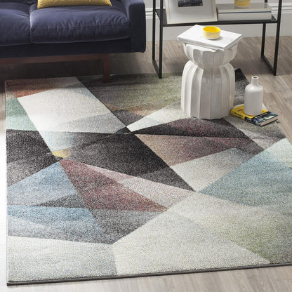 SAFAVIEH Porcello Collection Area Rug - 6'7" x 9', Grey & Multi, Modern Abstract Design, Non-Shedding & Easy Care, Ideal for High Traffic Areas in Living Room, Bedroom (PRL6939B)