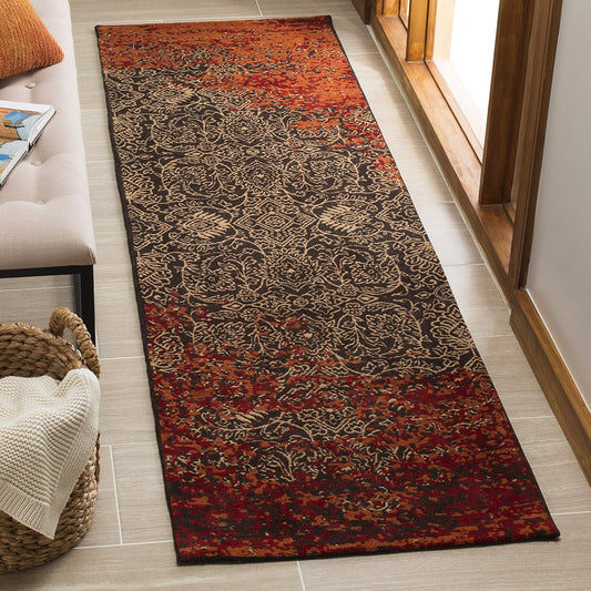 SAFAVIEH Classic Vintage Collection Runner Rug - 2'3" x 10', Rust & Brown, Distressed Design, Non-Shedding & Easy Care, Ideal for High Traffic Areas in Living Room, Bedroom (CLV224A)