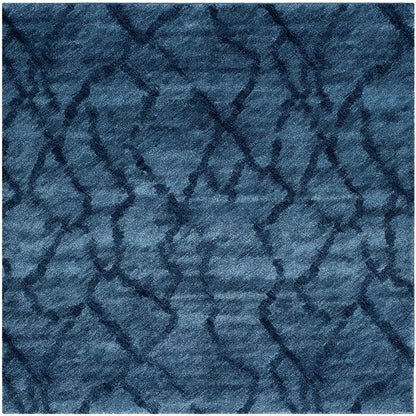 SAFAVIEH Retro Collection Area Rug - 8' Square, Blue & Dark Blue, Modern Abstract Design, Non-Shedding & Easy Care, Ideal for High Traffic Areas in Living Room, Bedroom (RET2144-6570)