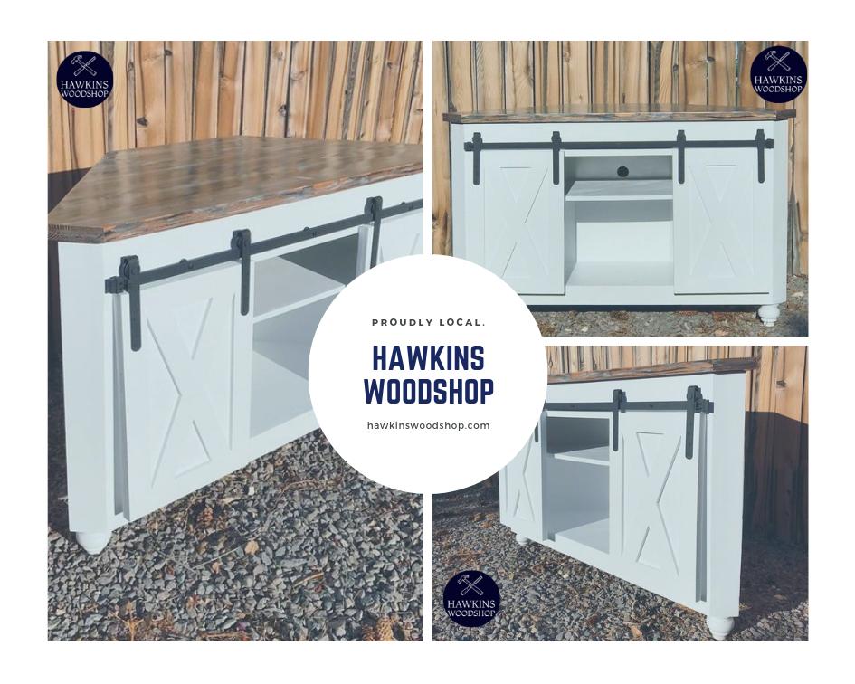 Sliding barn door TV console, made to order in the USA, view 4