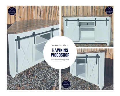 Sliding barn door TV console, made to order in the USA, view 4