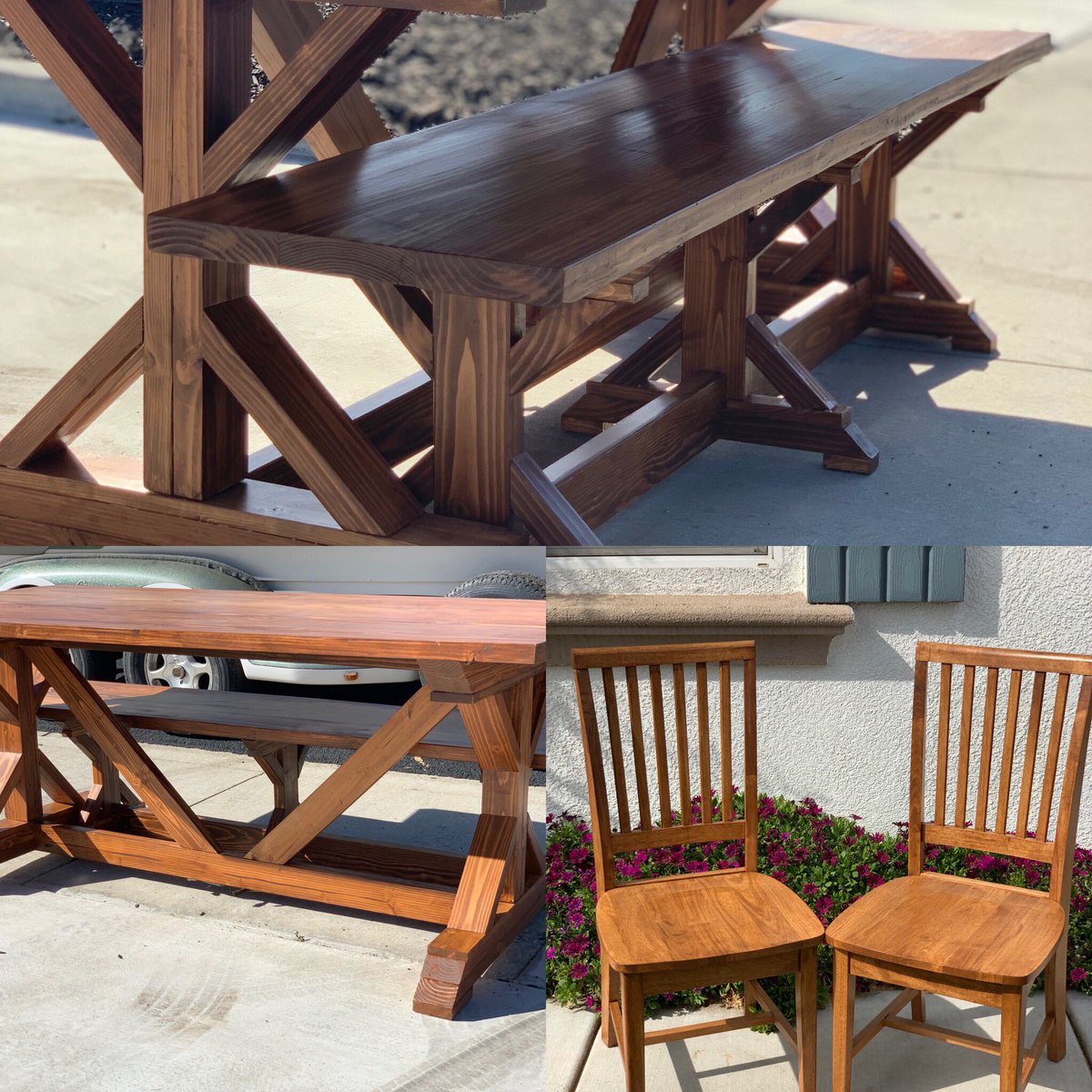 Trestle farmhouse dining table, made to order in the USA, view 3