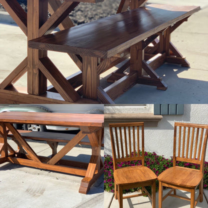 Trestle farmhouse dining table, made to order in the USA, view 3