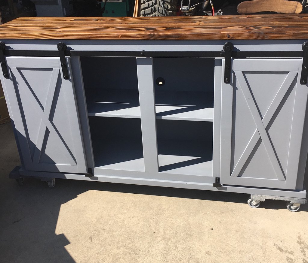 Sliding barn door TV console, made to order in the USA, view 2