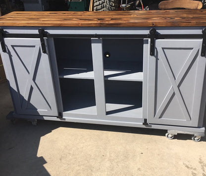 Sliding barn door TV console, made to order in the USA, view 2