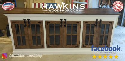 The Crown console with glass panel doors, made to order in the USA, view 2