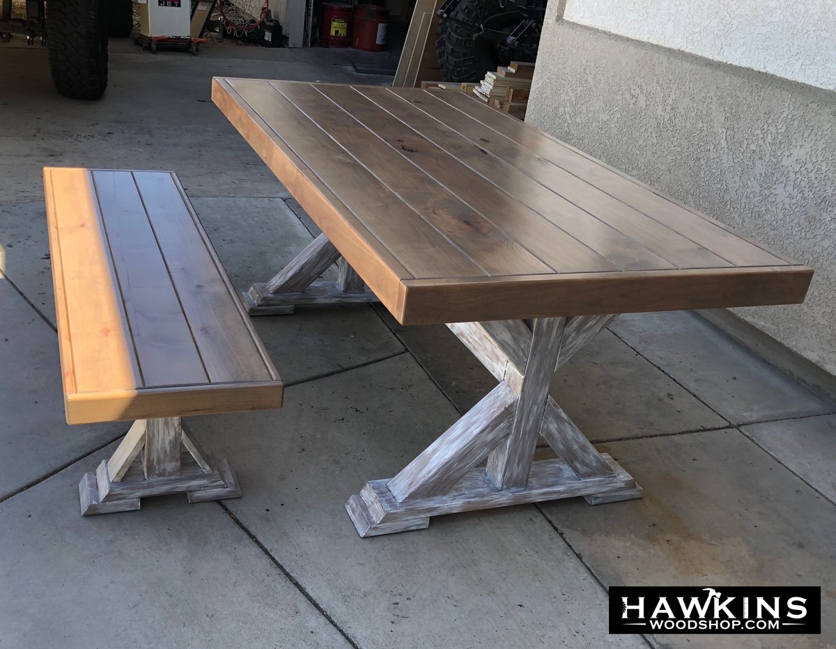 Trestle farmhouse dining table, made to order in the USA, view 2