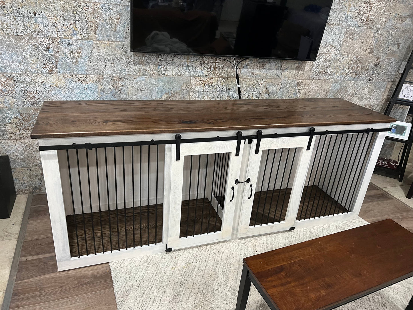Made in USA Hardwood Dog Crate Furniture TV Stand Kennels