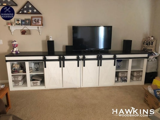 Made in USA, Made to Order, Sliding Barn Door TV Consoles