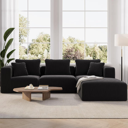 106" Modular Sectional Sofa, Modern Cloud Sectional Couch with Smarts Coil™ Support, L-Shape Boneless Couch for Living Room Apartments Bedroom, No Assembly Required (3 Seater + 1 Ottoman)