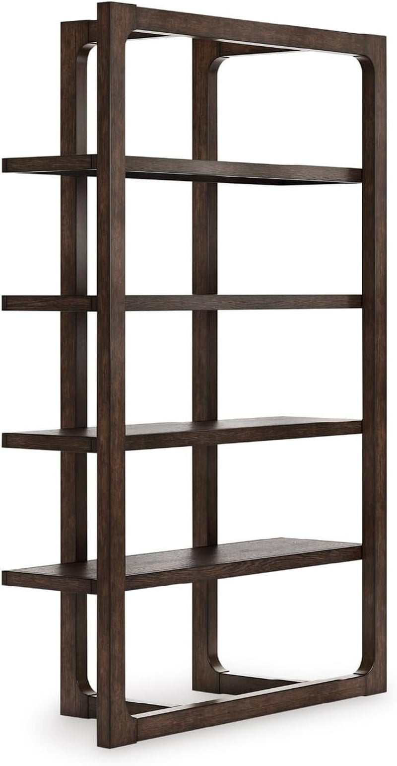 Breckington Contemporary Wood Framed 76" Bookcase with 4 Shelves, Dark Brown