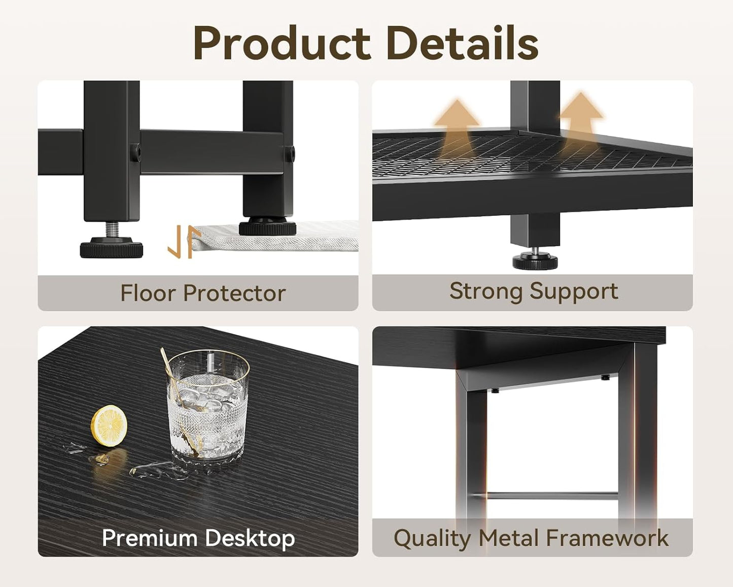 47" TV Stand with Open Storage Shelves for 43, 50 Inch TV, Entertainment Center with Fabric Drawers, TV Console Table with Soundbar Shelf TV Stand for Living Room Bedroom, Pure Black