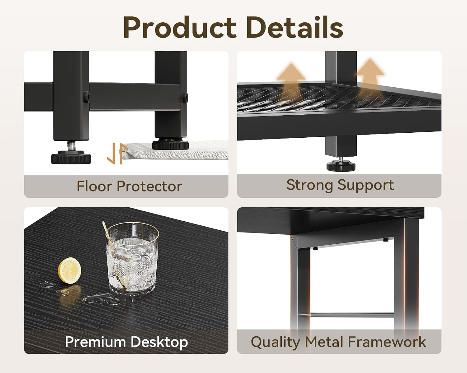 47" TV Stand with Open Storage Shelves for 43, 50 Inch TV, Entertainment Center with Fabric Drawers, TV Console Table with Soundbar Shelf TV Stand for Living Room Bedroom, Pure Black