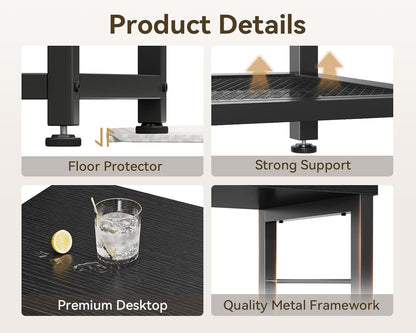 47" TV Stand with Open Storage Shelves for 43, 50 Inch TV, Entertainment Center with Fabric Drawers, TV Console Table with Soundbar Shelf TV Stand for Living Room Bedroom, Pure Black
