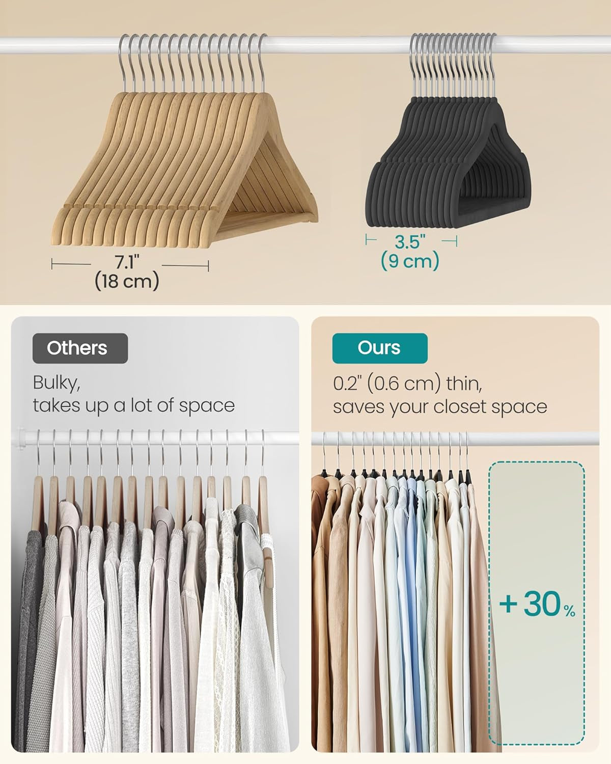 Velvet Hangers 60 Pack, Non-Slip Clothes Hangers with Silver-Colored Swivel Hooks, Slim Space-Saving for Closet, Heavy-Duty, Black UCRF036BZ02S
