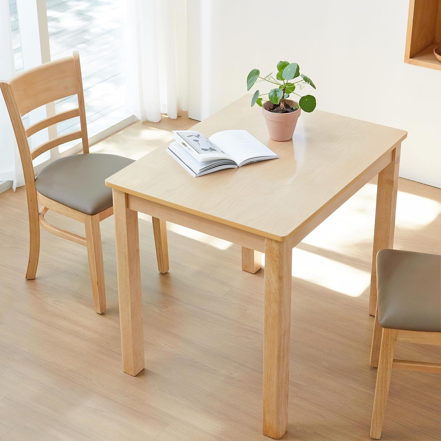 Cabin 33.5" Wooden Dining Table/Small Rectangular Modern Farmhouse Solid Wood Kitchen Table Desk (Natural)