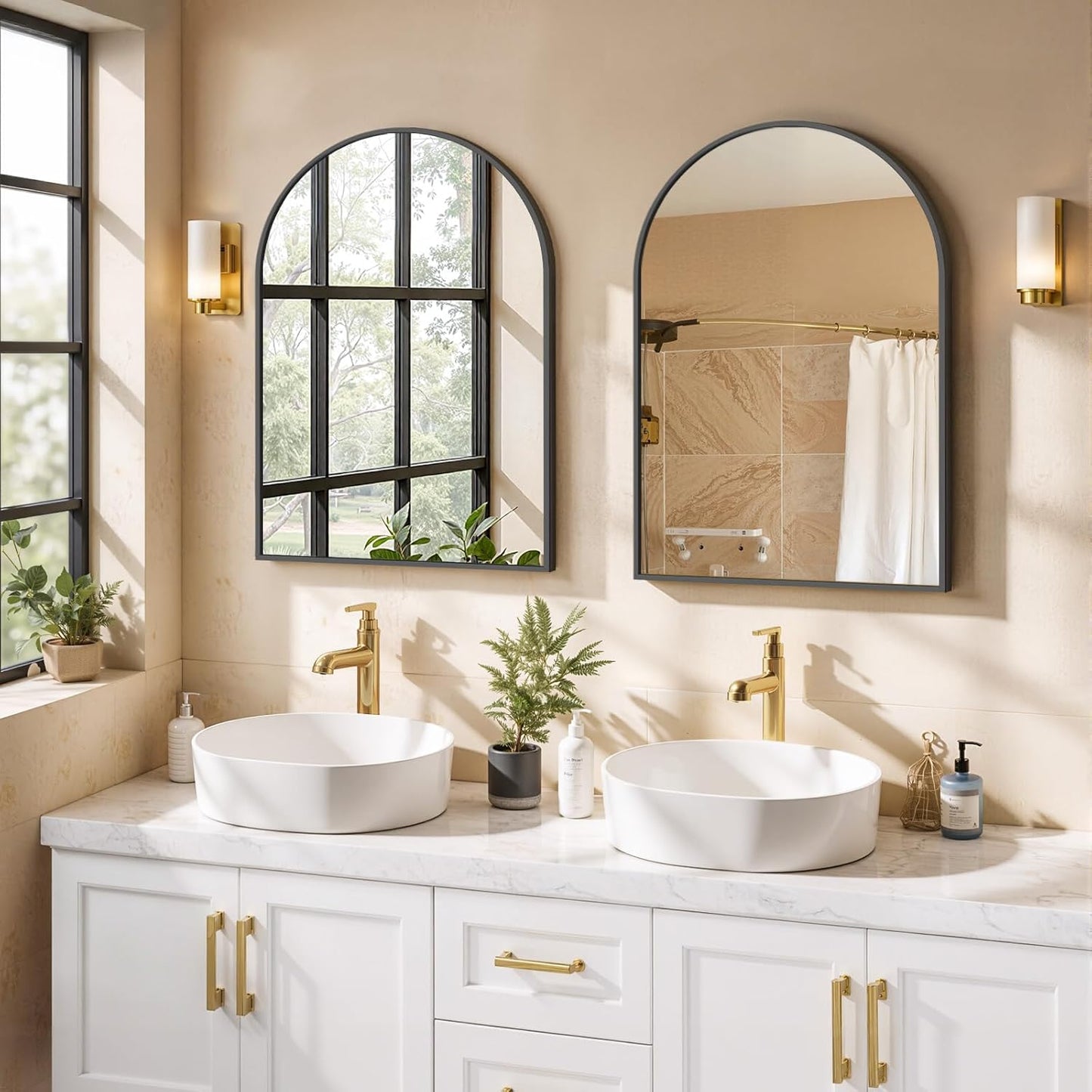 Arched Wall Mirror 30X20 Inch Black Bathroom Vanity Mirror with Metal Frame, Modern Arch Mirror for Bedroom, Living Room, Entryway, Wall Mounted Decorative Mirror