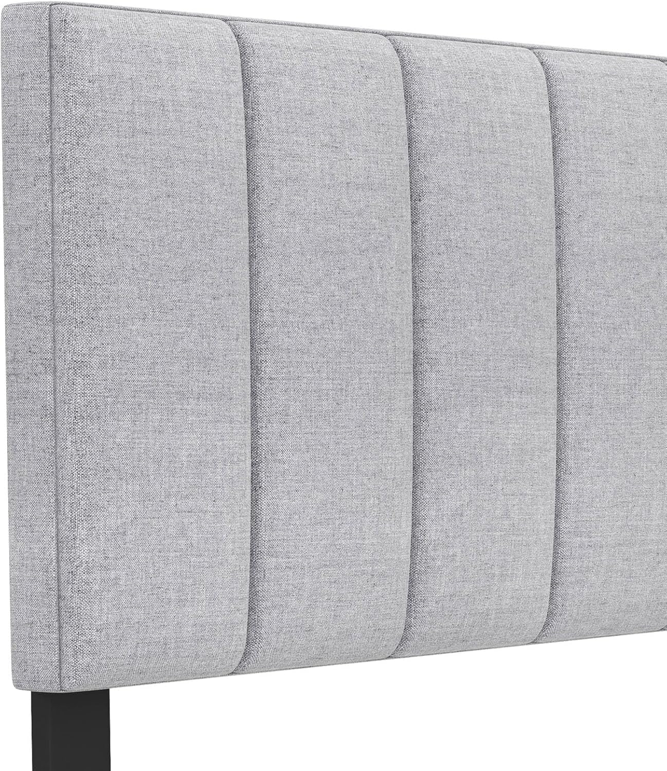 Linen Upholstered Headboard for Full & Queen Size Bed, Vertical Channel Tufted Rectangular Headboard with Solid Wood Legs & Adjustable Width, Padded Bed Backboard, Easy Assembly (Gray)