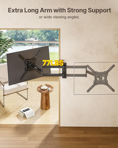 Long Arm TV Wall Mount for Most 23-65 Inch Tvs, 29 Inch Long Extension TV Mount Swivel and Tilt, Full Motion Wall Mount Tv Bracket Fit Max VESA 400 X 400Mm, up to 77 Lbs