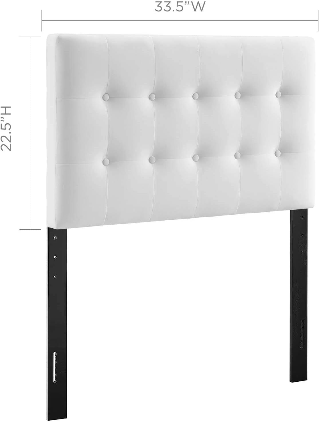 Emily Twin Biscuit Tufted Performance Velvet Headboard, White