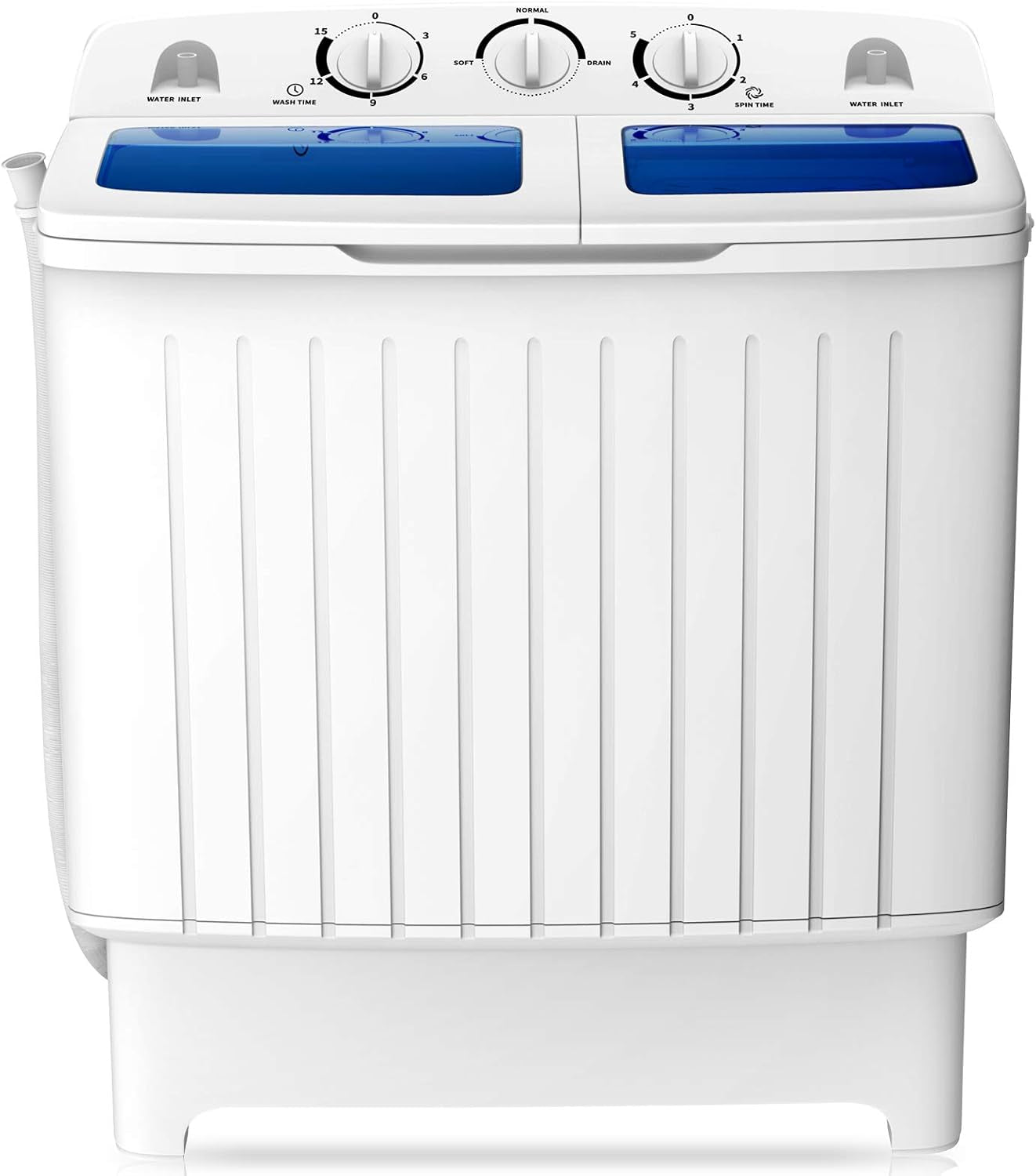 Portable Washing Machine, Twin Tub 20 Lbs Capacity, Compact Laundry Washer(12 Lbs) and Spinner(8 Lbs), Durable Design, Timer Control, Perfect for RV, Apartments and Dorms, Blue+White