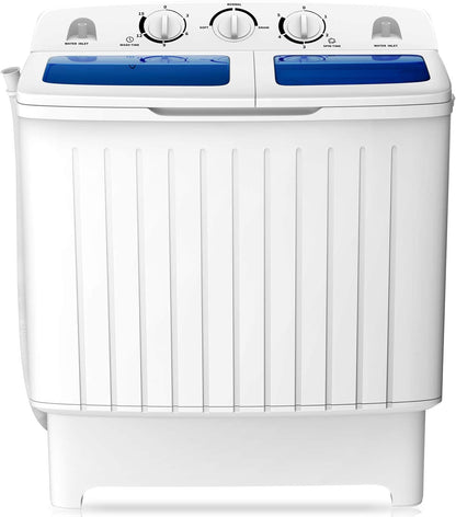 Portable Washing Machine, Twin Tub 20 Lbs Capacity, Compact Laundry Washer(12 Lbs) and Spinner(8 Lbs), Durable Design, Timer Control, Perfect for RV, Apartments and Dorms, Blue+White