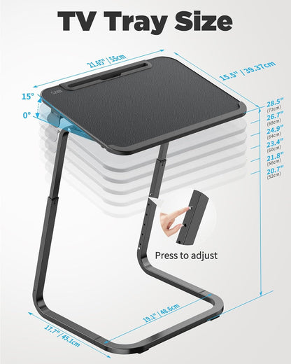 TV Tray Table - Heavy Duty Extra Large TV Trays, Upgraded Dinner Trays for Eating on Couch, Tilt & Height Adjustable Snack Table Laptop Desk for Sofa, Bedside and Recliner