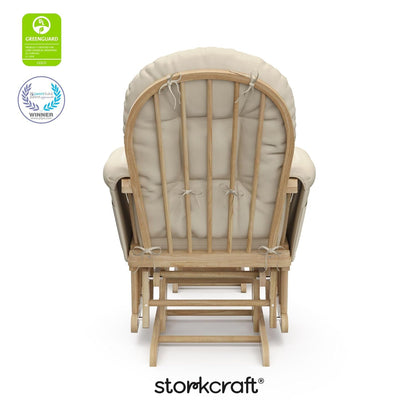 Premium Hoop Glider & Ottoman (Natural/Beige) — GREENGUARD Gold Certified Nursery Glider, Solid Wood Craftsmanship, Smooth-Gliding Nursery Chair and Ottoman, Award-Winning