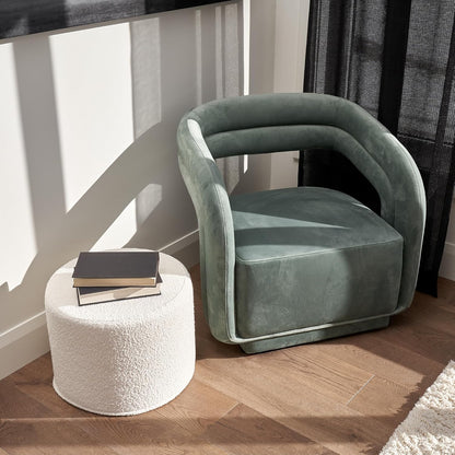 Beautiful Boucle Pouf Ottoman and Foot Rest - Elevate Your Living Room Decor with Lightweight Comfort and Charm - a round Modern Foam Filled Foot Stool Perfect to Rest Your Feet