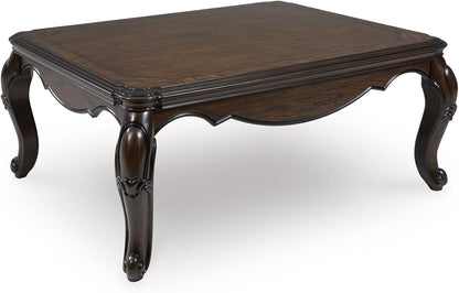 Maylee Classic Coffee Table with Cabriole Legs, Dark Brown