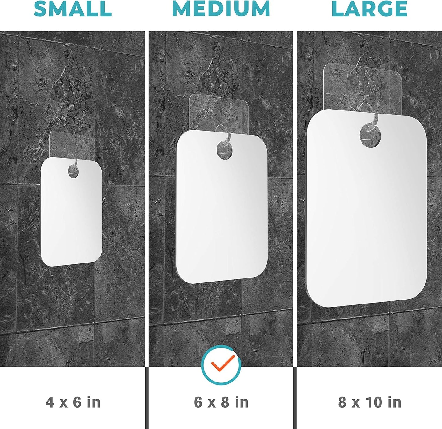 Fogless Shower Mirror for Shaving – Anti-Fog Acrylic Mirror with Razor Holder, No-Drill Wall Mount, Flat Design for Steam Showers, Medium 6X8In