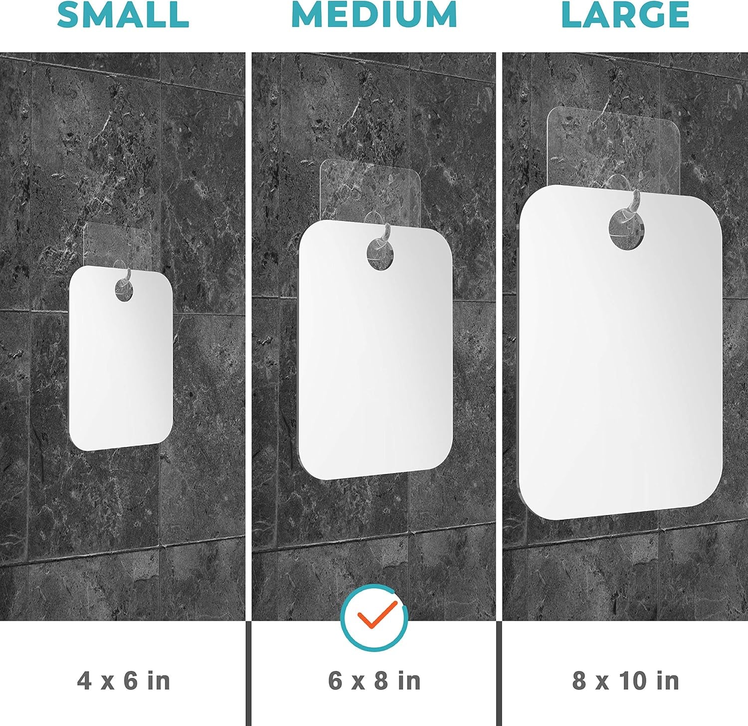 Fogless Shower Mirror for Shaving – Anti-Fog Acrylic Mirror with Razor Holder, No-Drill Wall Mount, Flat Design for Steam Showers, Medium 6X8In