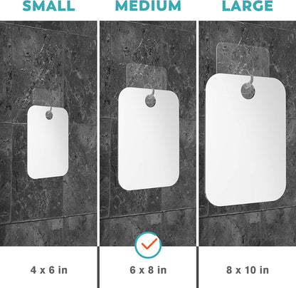 Fogless Shower Mirror for Shaving – Anti-Fog Acrylic Mirror with Razor Holder, No-Drill Wall Mount, Flat Design for Steam Showers, Medium 6X8In