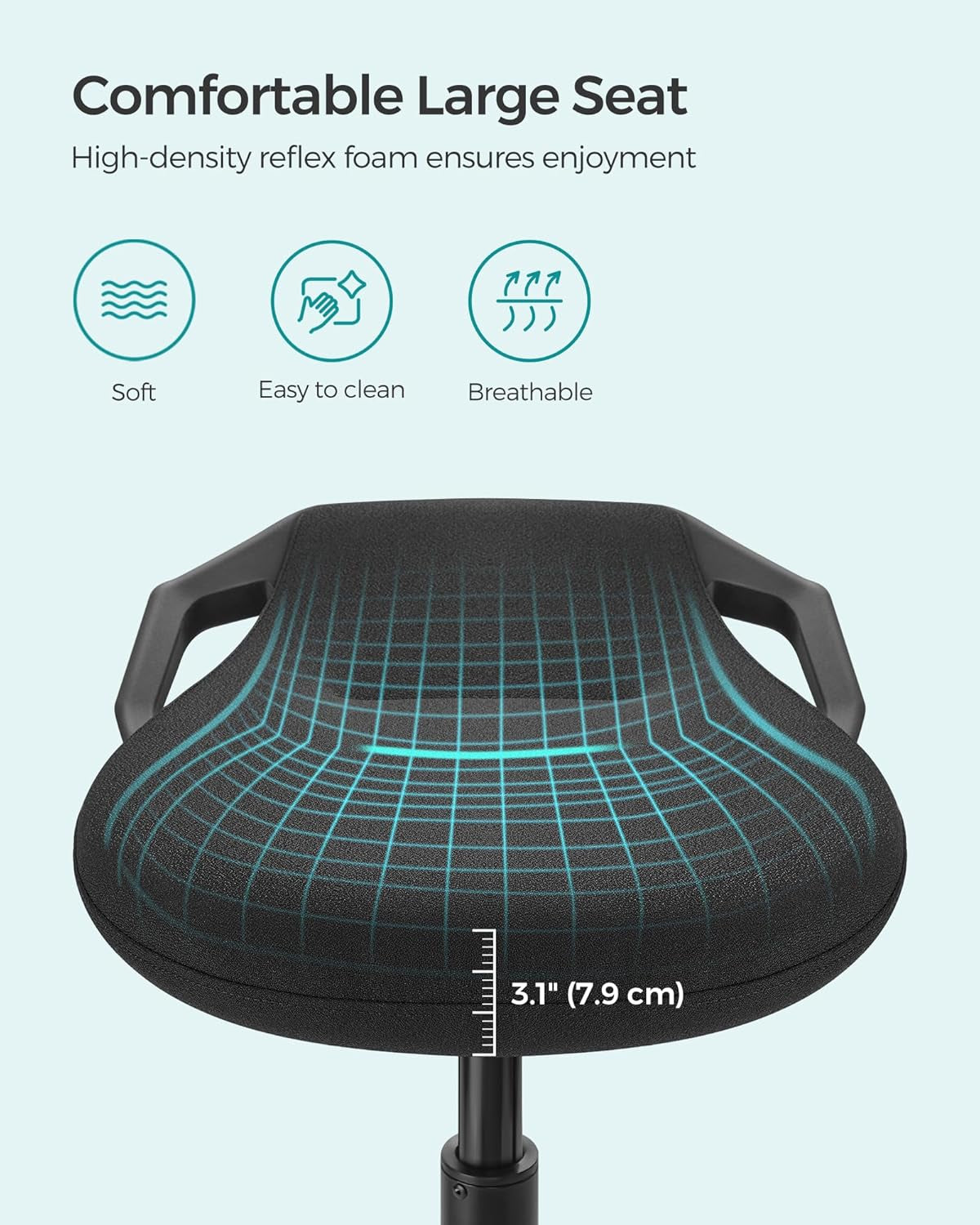 Standing Desk Chair, Adjustable Ergonomic Wobble Stool, 23.6-33.3 Inches Drafting Chair, Swivel Sitting Balance Stool, Fabric Upholstery, Anti-Slip Bottom Pad, Ink Black UOSC02BK