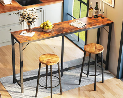 71 Inch Bar Table, Bar Height Pub Table, Counter Height Bar Table, Rectangular High Top Kitchen & Dining Counter Tables with Sturdy Legs & Easy-To-Clean Top, Rustic Brown