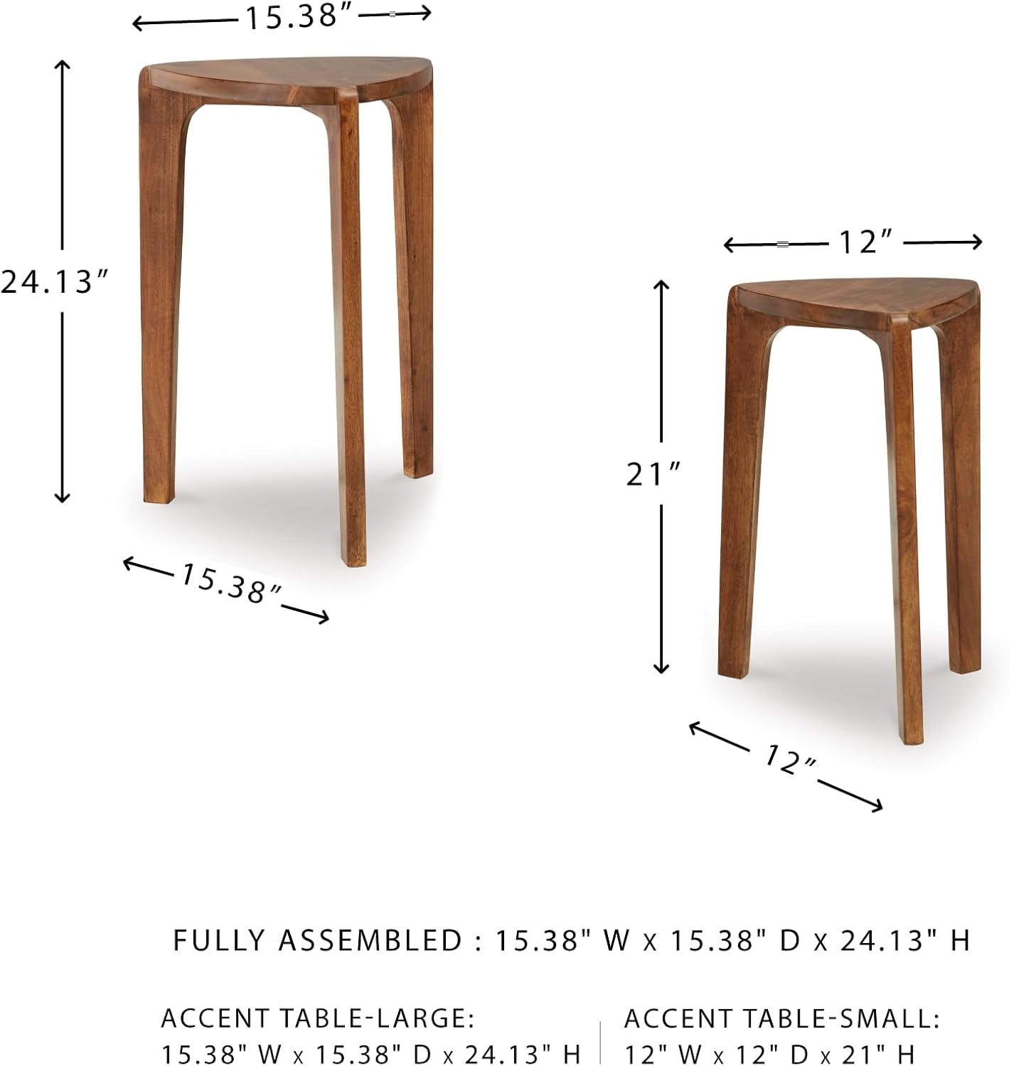 Brynnleigh Contemporary Nesting Accent Table, Set of 2, Light Brown