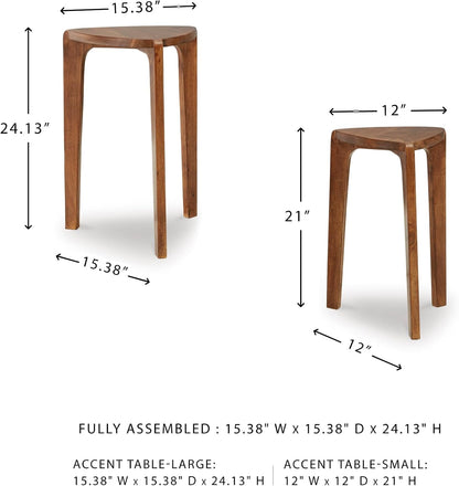 Brynnleigh Contemporary Nesting Accent Table, Set of 2, Light Brown