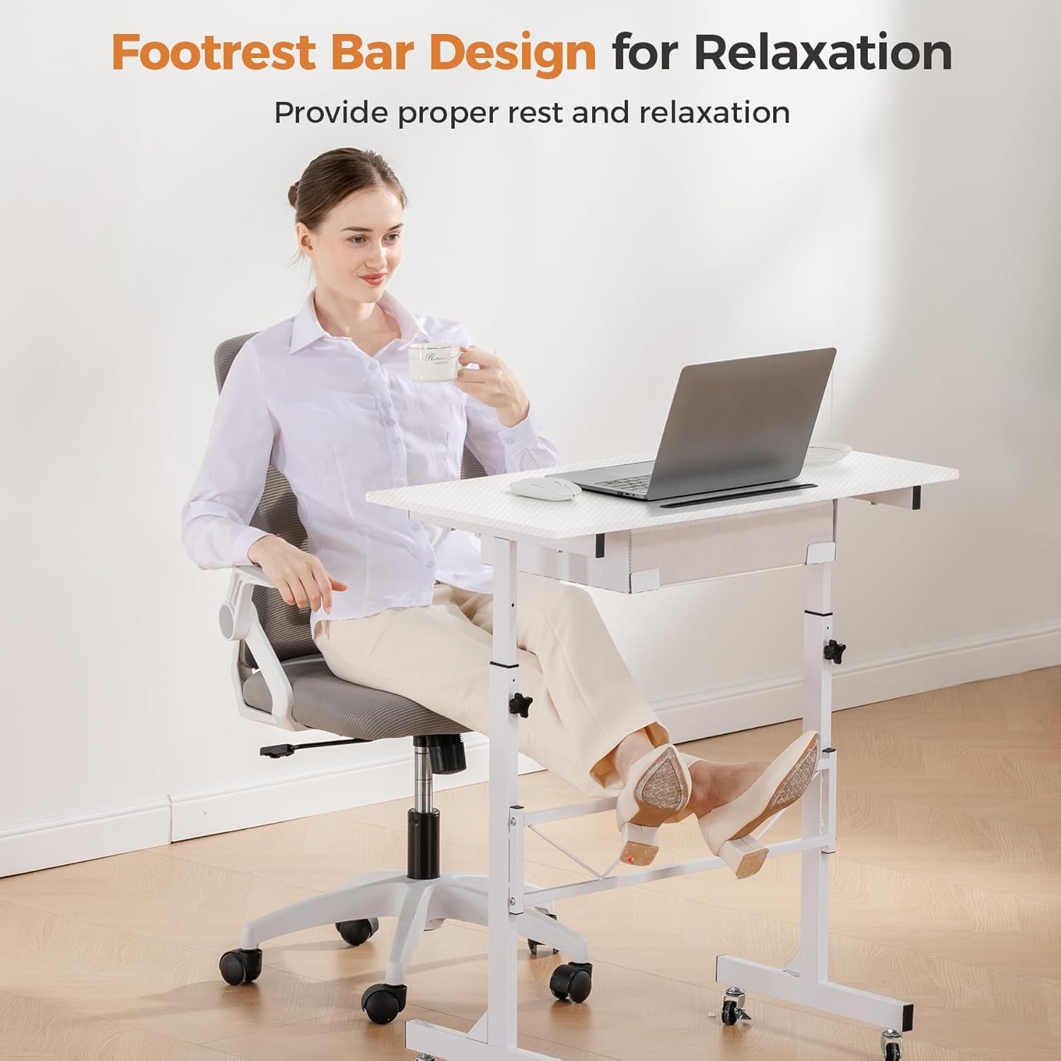 Small Standing Desk Adjustable Height Small Computer Desk Mobile Portable Rolling Laptop Table with Wheels 32" Computer Workstation Sit Stand Desks Portable Standing Table Treadmill Desks