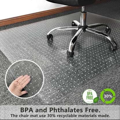 Chair Mat for Carpet - 48" X 36" Clear Plastic Floor Mat for Low Pile Carpet, Easy Glide Rolling Computer Desk Mats for Carpeted Floors, BPA and Phthalates Free (With Lip)