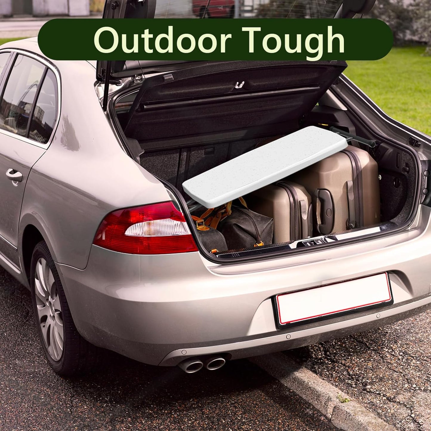 Folding Table 30 Inch - Small Desk Adjustable Height TV Tray for Laptop, Couch, Camping - Heavy Duty Utility Foldable Table for Small Spaces, No Assembly Required, White Granite