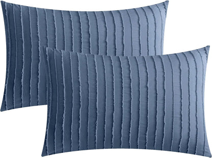 Pillowcases King Size Blue 2 Pack Boho Striped Bed Pillow Covers 20X36In Polyester Envelope Pillow Shams Tufted Bohemian Textured (Pillows Are Not Included)