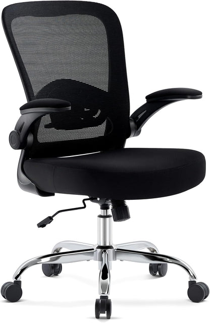 Office Chair,Ergonomic Mesh Desk Chair with Adjustable Lumbar Support,Computer Chair with Flip-Up Armrests, Rolling Executive Chairs, Home Office Chair(Black)