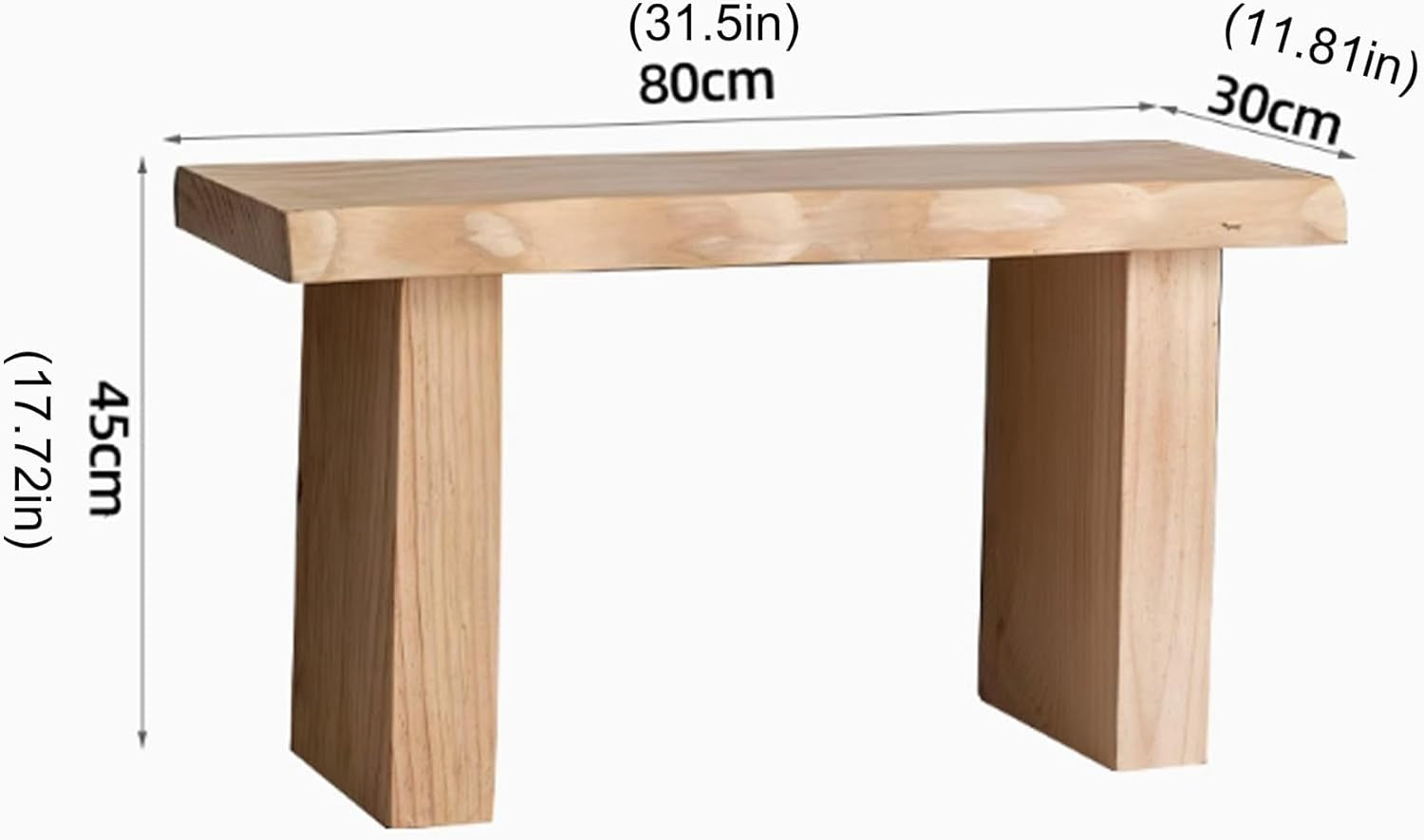 Entryway Wooden Bench Seat Solid Wood Dining Bench End of Bed Bench Entryway Furniture Narrow Farmhouse Bench Sturdy and Stable for Dining Table Bedroom Living Room Hallway(80Cm(31.5In))