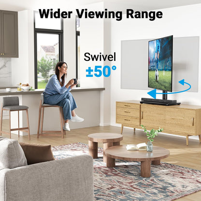 Universal Swivel TV Stand for 24-60 Inch Tvs up to 99 Lbs, 12 Height Adjustable Table Top TV Stand, TV Base Stand with Tempered Glass Base, Max VESA 400X400Mm, PSTVS33