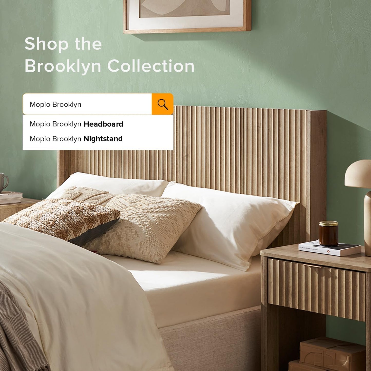 Brooklyn Fluted Panel Wingback Headboard 62.4" - Wall Mount Headboard for Queen Bed, Modern Farmhouse Bedroom Decor, 4-Panel Assembly (Golden Oak, Queen)