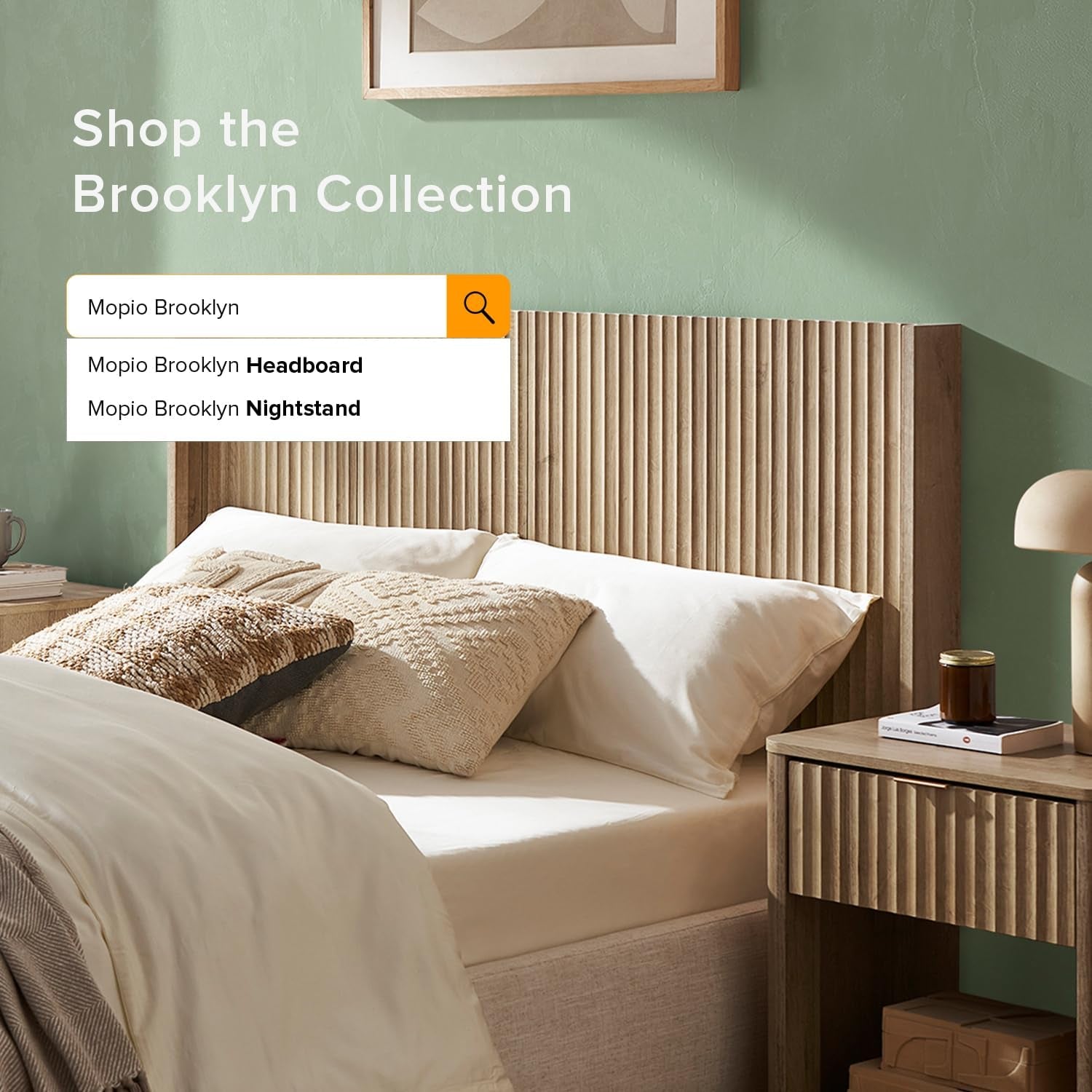 Brooklyn Fluted Panel Wingback Headboard 62.4" - Wall Mount Headboard for Queen Bed, Modern Farmhouse Bedroom Decor, 4-Panel Assembly (Golden Oak, Queen)
