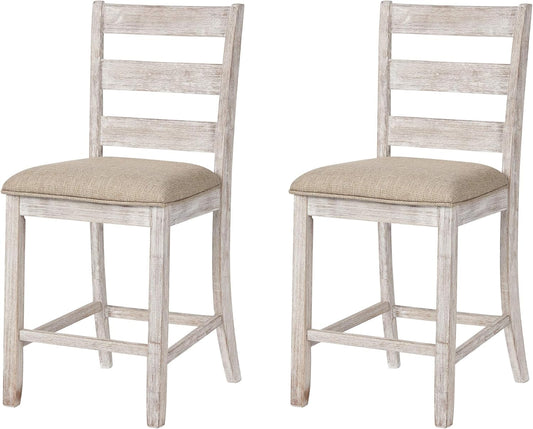 Skempton 24" Counter Height Upholstered Barstool, Set of 2, Antique White