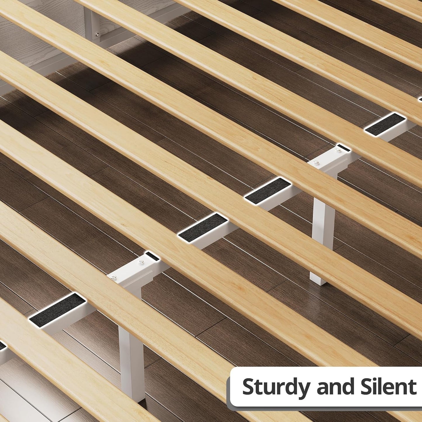 Platform Queen Size Bed Frame, Farmhouse Bed Frames with Lift up Storage, Wooden Slats, Sturdy and No Noise, Easy Assembly, White